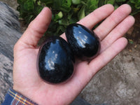 Polished Schorl Black Tourmaline Eggs  x 6 From Madagascar - Toprock Gemstones and Minerals 