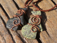 Polished Copper Wire Wrapped Ancient Eagle Pendants  x 6 From Zimbabwe