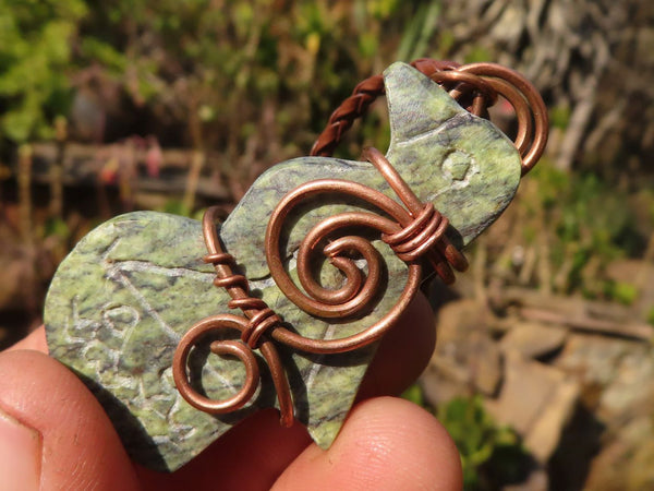 Polished Copper Wire Wrapped Ancient Eagle Pendants  x 6 From Zimbabwe