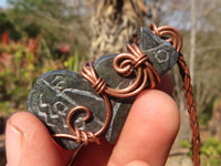 Polished Copper Wire Wrapped Ancient Eagle Pendants  x 6 From Zimbabwe