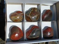 Polished Polychrome Jasper Hearts x 6 From Madagascar - TopRock