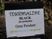 Natural Black Schorl Tourmaline Double Terminated Crystals with Silver Wire Wrapped Pendant  - sold per piece - From South Africa - TopRock