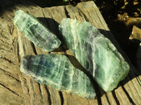 Polished  One Side Polished Watermelon Fluorite Pieces  x 3 From Uis, Namibia