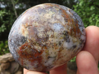 Polished White Dendritic Opal Palm Stones  x 7 From Madagascar - TopRock