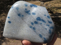 Polished Unique Blue Spotted Spinel Quartz Standing Leaf Sculptures x 2 From Madagascar - TopRock