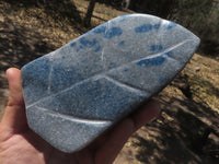 Polished Unique Blue Spotted Spinel Quartz Standing Leaf Sculptures x 2 From Madagascar - TopRock