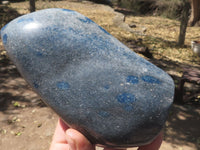 Polished Unique Blue Spotted Spinel Quartz Standing Leaf Sculptures x 2 From Madagascar - TopRock