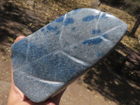 Polished Unique Blue Spotted Spinel Quartz Standing Leaf Sculptures x 2 From Madagascar - TopRock