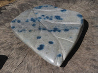 Polished Unique Blue Spotted Spinel Quartz Standing Leaf Sculptures x 2 From Madagascar - TopRock