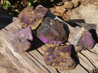 Natural Metallic Purpurite Cobbed Specimens x 5 From Erongo, Namibia