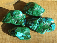 Polished Malacholla (Malachite & Chrysocolla) Free Forms  x 4 From Congo