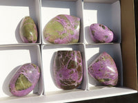 Polished Stichtite & Serpentine Standing Free Forms With Silky Purple Threads  x 6 From Barberton, South Africa - Toprock Gemstones and Minerals 