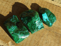 Polished Malacholla (Malachite & Chrysocolla) Free Forms  x 4 From Congo