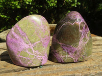 Polished Stichtite & Serpentine Standing Free Forms With Silky Purple Threads  x 6 From Barberton, South Africa - Toprock Gemstones and Minerals 