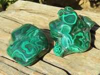 Polished Malachite Free Forms x 2 From Kolwezi, Congo