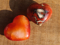 Polished Carnelian Agate Hearts  x 12 From Madagascar