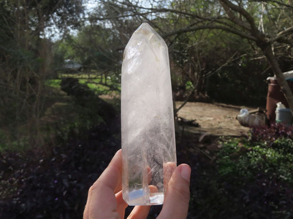 Polished Tall Semi Optic Quartz Crystals With Mica & Green Chlorite Inclusions x 2 From Madagascar - TopRock