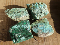 Natural Drusy Chrysocolla & Malachite Dolomite Specimens x 4 From Congo