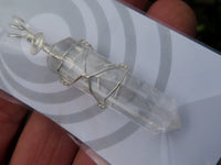 Polished Double Terminated Clear Quartz Crystals with Silver Wire Wrapped Pendant   - sold per piece - From South Africa - TopRock