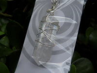 Polished Double Terminated Clear Quartz Crystals with Silver Wire Wrapped Pendant   - sold per piece - From South Africa - TopRock