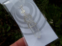 Polished Double Terminated Clear Quartz Crystals with Silver Wire Wrapped Pendant   - sold per piece - From South Africa - TopRock