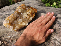 Natural Large Golden Limonite / Lemonite Quartz Clusters x 2 From Zambia - Toprock Gemstones and Minerals 