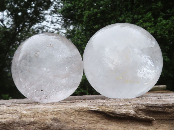 Polished Clear Quartz Crystal Balls  x 2 From Madagascar - TopRock