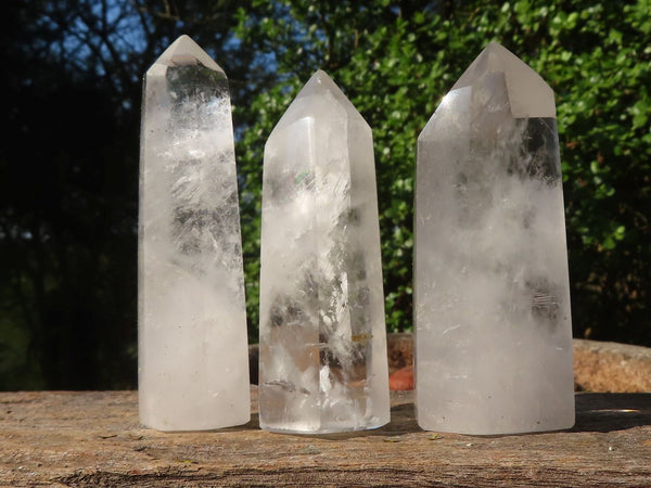 Polished Icy Clear Quartz Points  x 6 From Madagascar - Toprock Gemstones and Minerals 