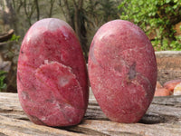 Polished Pink Rhodonite Standing Free Forms  x 6 From Madagascar - Toprock Gemstones and Minerals 