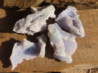 Natural Blue Lace Agate Geode Specimens x 4 From Nsanje, Malawi