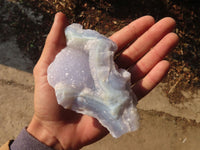 Natural Blue Lace Agate Geode Specimens x 4 From Nsanje, Malawi