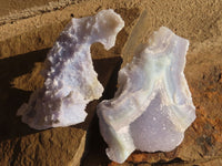 Natural Blue Lace Agate Geode Specimens x 4 From Nsanje, Malawi