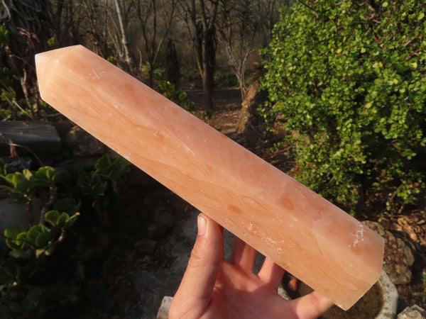 Polished Large Orange Twist Calcite Tower x 1 From Maevantanana, Madagascar