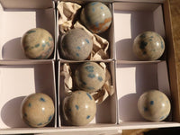 Polished Blue Spotted Spinel Quartz Spheres x 8 From Madagascar