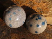 Polished Blue Spotted Spinel Quartz Spheres x 8 From Madagascar