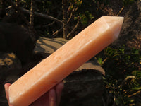 Polished Large Orange Twist Calcite Tower x 1 From Maevantanana, Madagascar