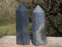 Polished Blue Lazulite Points  x 2 From Madagascar - TopRock