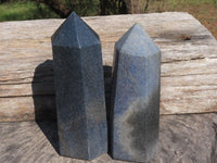 Polished Blue Lazulite Points  x 2 From Madagascar - TopRock