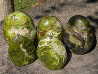 Polished Green Opal Standing Free Forms  x 5 From Antsirabe, Madagascar - TopRock