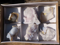 Natural Etched Blue Chalcedony Specimens  x 12 From Nsanje, Malawi