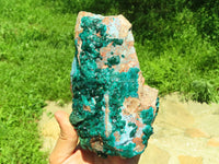 Natural Bright Shiny Emerald Green With Blue Shattuckite On Dolomite Dioptase On 3 Sides x 1 From Tantara, Congo - TopRock