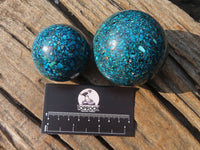 Polished Conglomerate Chrysocolla Spheres  x 2 From Congo