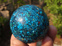 Polished Conglomerate Chrysocolla Spheres  x 2 From Congo