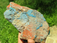 Natural Bright Shiny Emerald Green With Blue Shattuckite On Dolomite Dioptase On 3 Sides x 1 From Tantara, Congo - TopRock