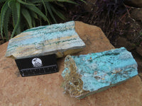 Natural Drusi Coated Chrysocolla Specimens With Malachite Psilomane x 2 From Kakanda, Congo - TopRock