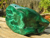 Polished Malachite Free Forms x 3 From Kolwezi, Congo