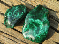 Polished Malachite Free Forms x 3 From Kolwezi, Congo