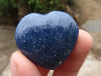 Polished Mini Jewellery Sized Lazulite Hearts  - Sold per 12 pc - From Tulear, Madagascar - TopRock