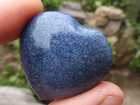 Polished Mini Jewellery Sized Lazulite Hearts  - Sold per 12 pc - From Tulear, Madagascar - TopRock