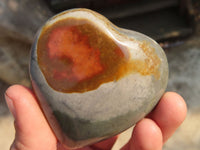 Polished Polychrome Jasper Hearts  x 12 From Madagascar